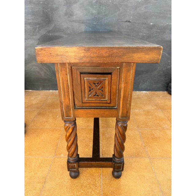 Wood Spanish Renaissance Style Console Table with Spiral Turned Legs, 1920s For Sale - Image 7 of 9