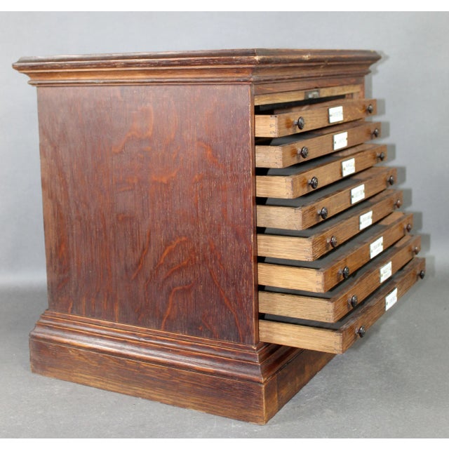 Brown Late 19th Century French Napoleon III Cigar Humidor 7 Drawer Chest With Porcelain Tags For Sale - Image 8 of 11