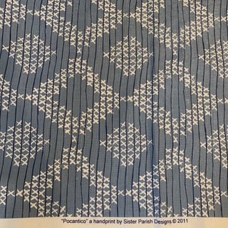 Sister Parish Blue Pocantico Linen Cotton Fabric- 6 Yards For Sale
