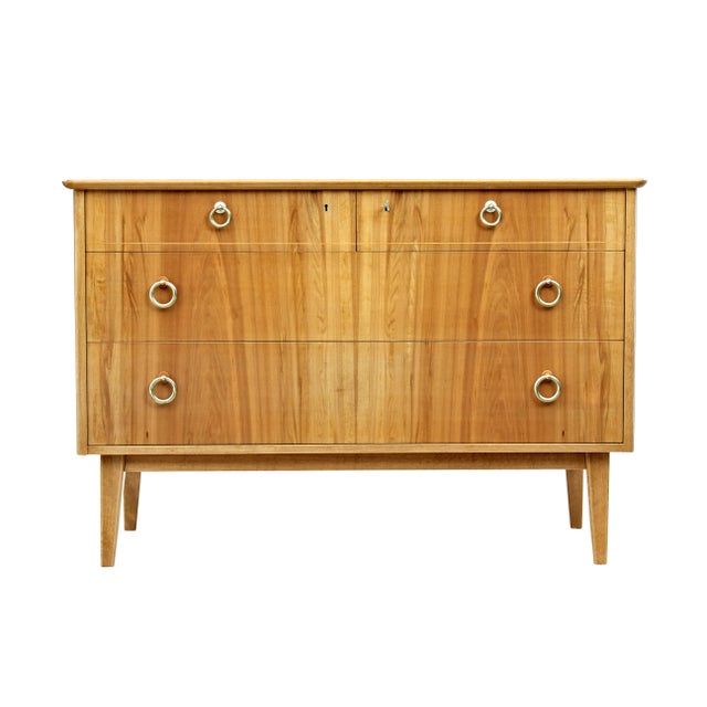 Mid 20th century swedish walnut chest of drawers by bodafors circa 1950. Good quality chest of drawers finished in light...