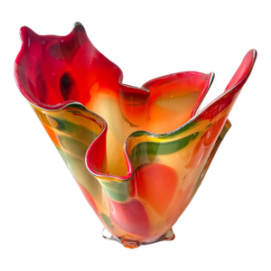20thC Mid-Century Modern Colorful Murano Art Glass Sculptural Vase