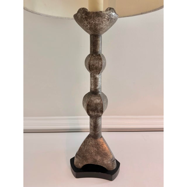 1980s Oversized Vintage Chapman Sculptural Faux Stone Table Lamp For Sale - Image 5 of 11