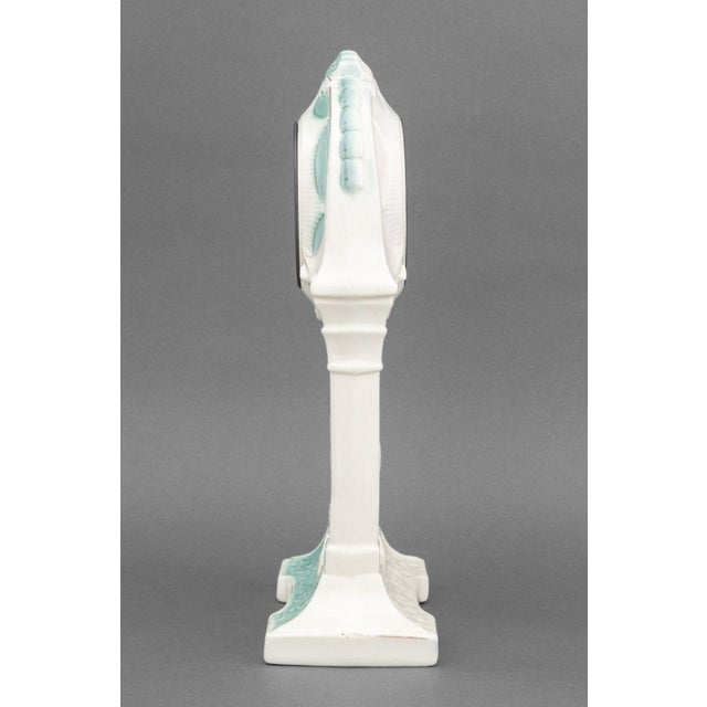 German Art Deco Blue & White Ceramic Mantle Clock For Sale - Image 9 of 10