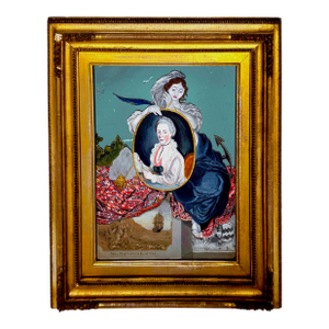18th C.China Trade Painting on Mirror Portrait of Catharina van Braam Houckgeest