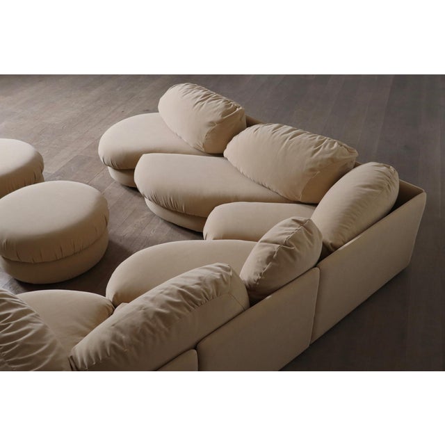Beige Sculptural Sofa from Wiener Werkstätte, Austria, 1970s, Set of 7 For Sale - Image 3 of 8