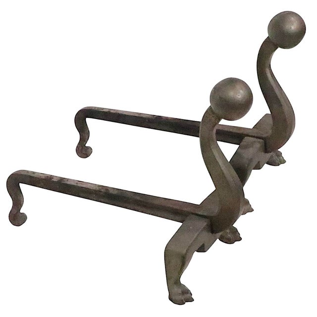 Early 20th Century Pair Arts and Crafts Andirons For Sale - Image 10 of 12