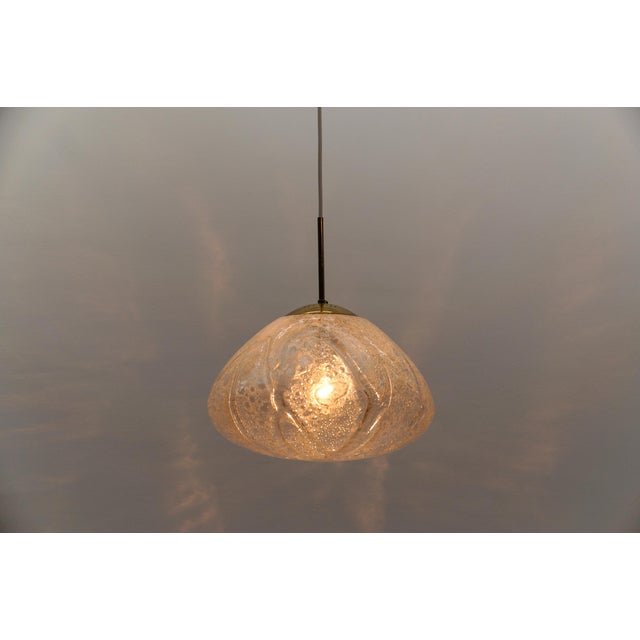 Large Ice Glass Pendant Lamp from Doria Leuchten, Germany, 1960s For Sale - Image 9 of 11