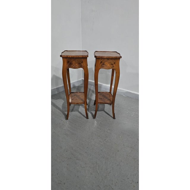 French Marquetry Lamp Tables, 1920, Set of 2 For Sale - Image 10 of 12