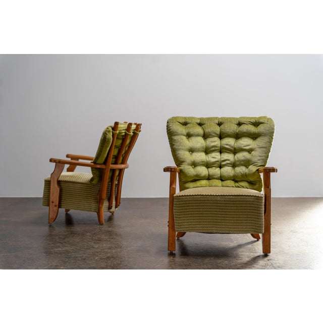 1960s Oak Lounge Chairs by Guillerme et Chambron Votre Maison, France, 1960s, Set of 2 For Sale - Image 5 of 9