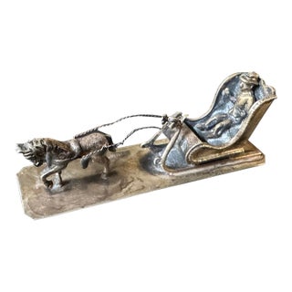 Early 20th Century Dutch Staring Silver 830 Miniature Horse Drawn Object For Sale