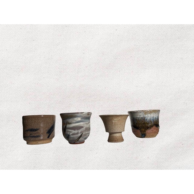 Late 20th Century Japanese Wabi-Sabi Studio Pottery Yunomi Tea Cups - Set of 4 For Sale - Image 10 of 10