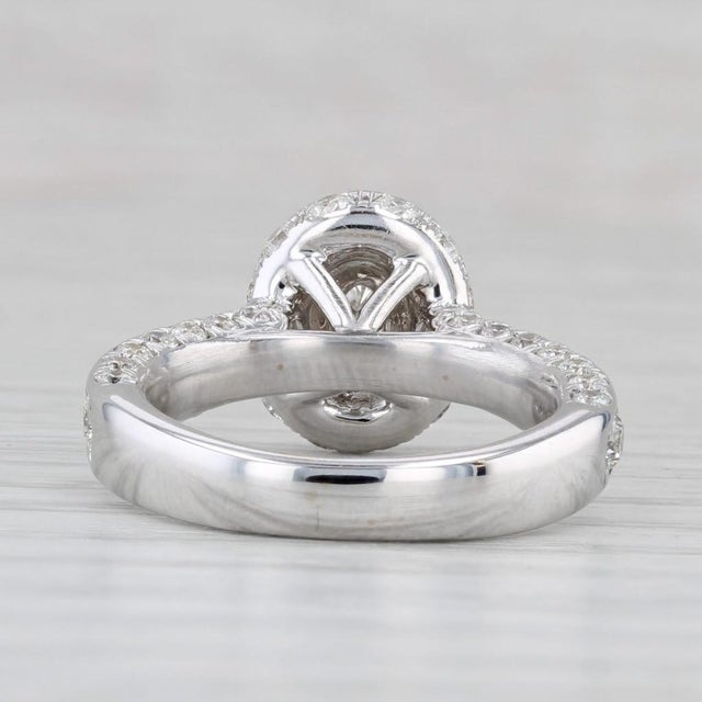 Modern 1.50ctw Oval Diamond Halo Engagement Ring 14k White Gold Size 4.5 For Sale - Image 3 of 8