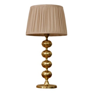 Tall Swedish Brass Bobbin Lamp from Borens Borås, 1960s For Sale