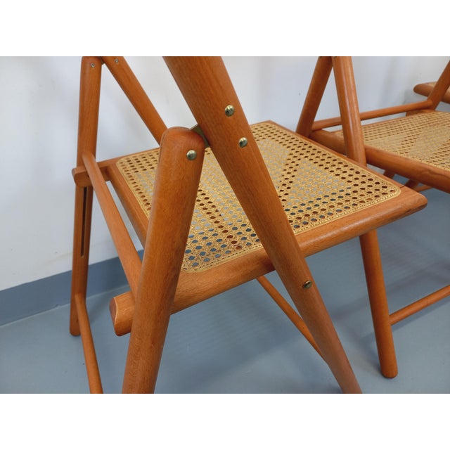Vintage Folding Chairs in Beech Wood and Caning from Habitat, 1980s, Set of 4 For Sale - Image 10 of 18