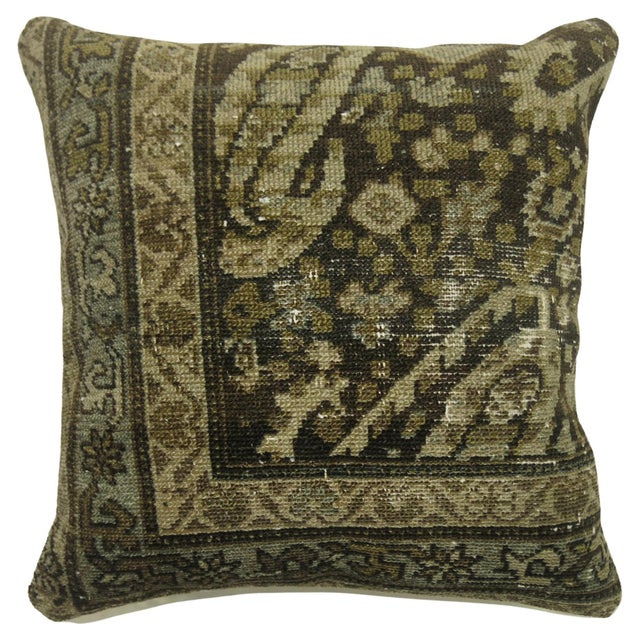 Pillow made from a vintage Persian Malayer rug. Measures: 16'' x 16''.