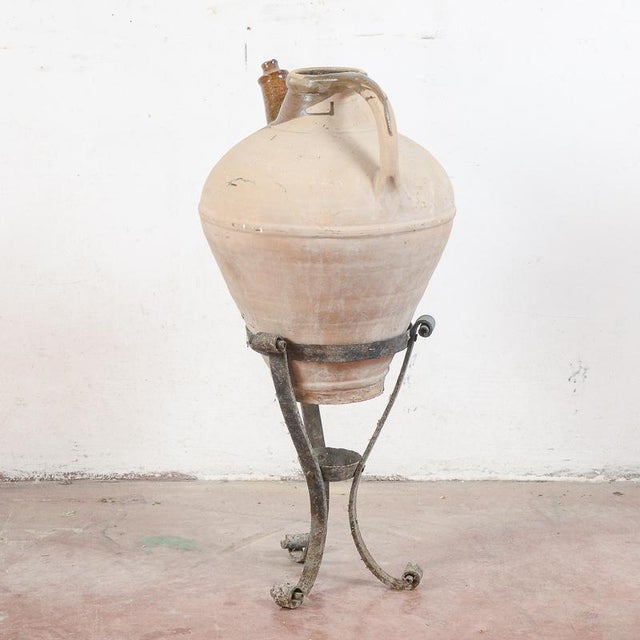 Metal Terracotta Amphora with Base, Set of 2 For Sale - Image 7 of 17