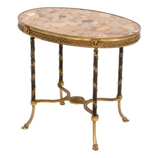 Louis XVI Style Brech d'Alep Marble Top and Gilt Metal Mounted Side Table For Sale