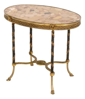 Louis XVI Style Brech d'Alep Marble Top and Gilt Metal Mounted Side Table