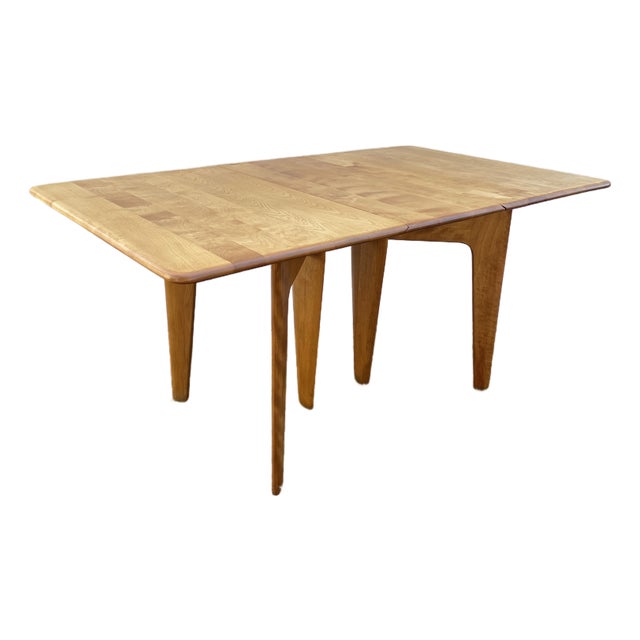 Mid 20th Century Attributed Heywood-Wakefield M166 Drop Leaf Dining Table — Mid-Century Modern Solid Maple, Sculpted Legs For Sale