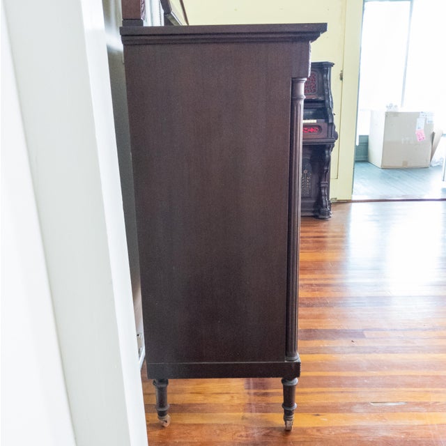 1800s Antique Tallboy Dark Wood Dresser With Beveled Mirror Chairish