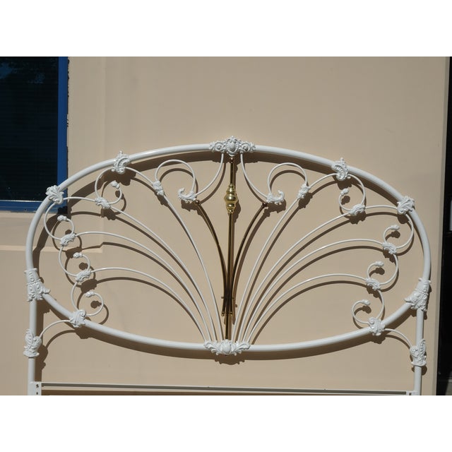 White Vintage French Elliott's Designs White Gold Iron Queen Headboard W Footboard #3 For Sale - Image 8 of 15