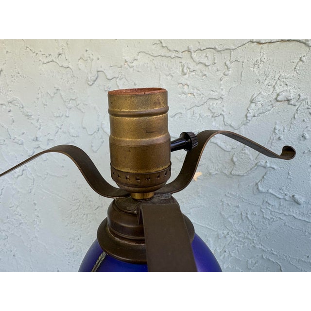Vintage Joe Clearman Signed Iridescent Pulled Feather Art Glass Table Lamp Base For Sale - Image 11 of 12