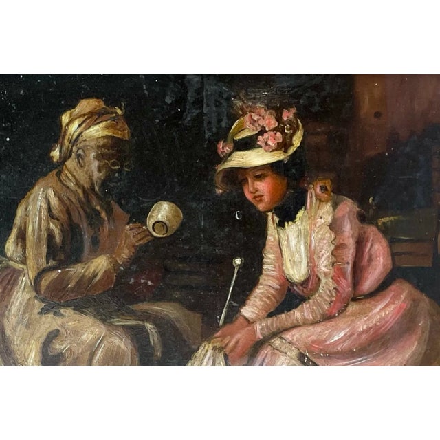 1900 - 1909 Early 1900s "Mary Tolley Noell, Reading the Tea Leaves" Oil Painting For Sale - Image 5 of 7