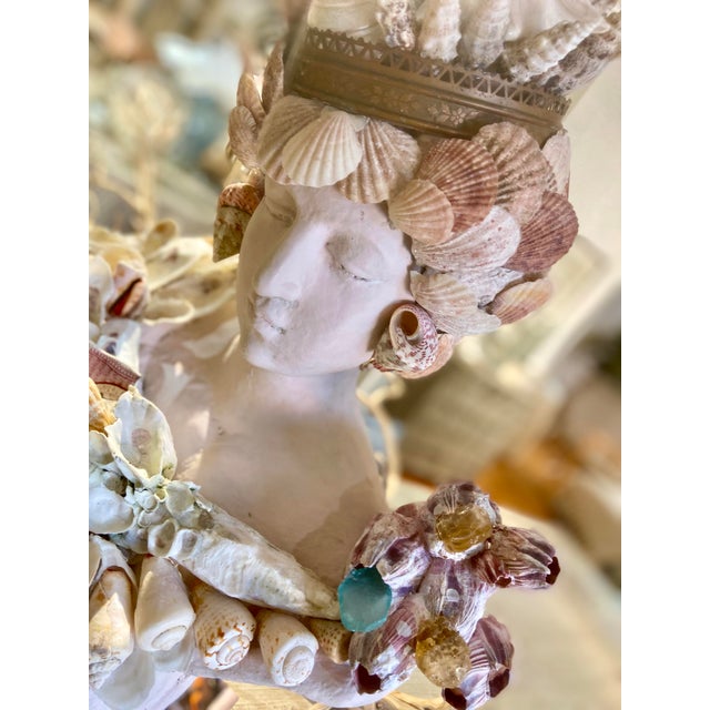 Shell Encrusted Bust by May River Neptune - Custom Painted in Farrow ...
