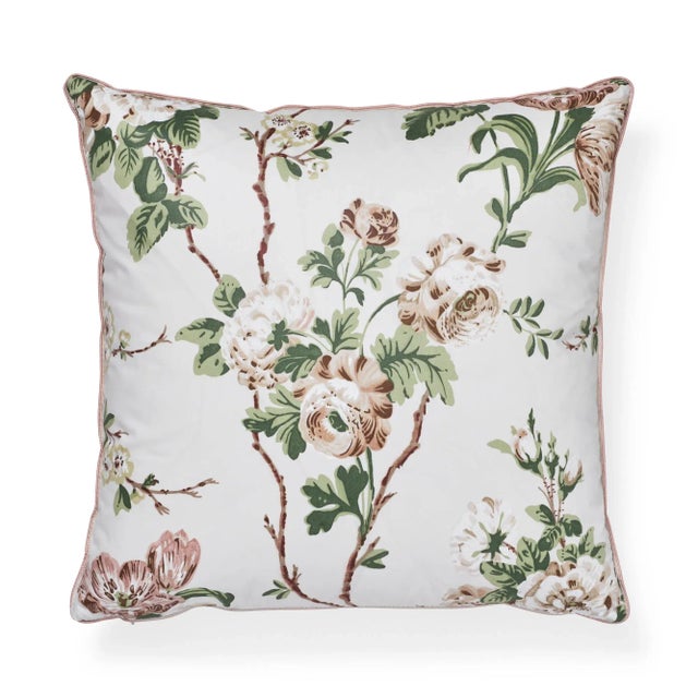 Textile Cottage Schumacher X Veere Grenney Betty Chintz Quiet Pink Two-Sided Cotton Pillow - 18ʺW × 18"H For Sale - Image 7 of 7