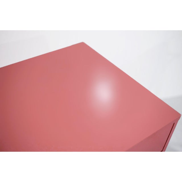 Pink 1970s Campaign Desk by Bernhardt in Pink - Newly Painted For Sale - Image 8 of 13