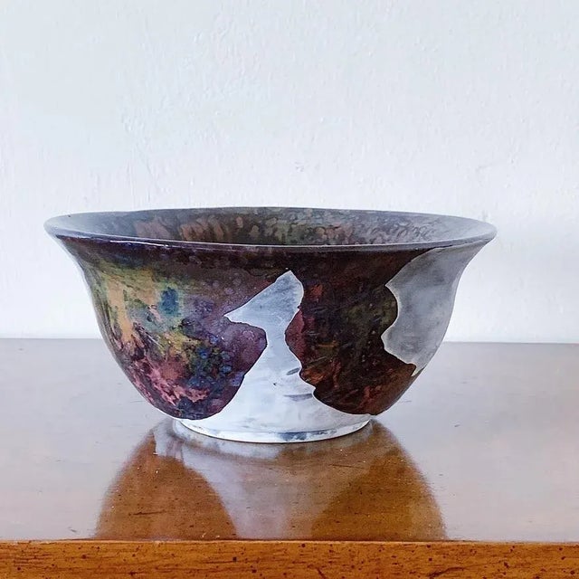 Mid 20th Century Mid-Century California Pottery Bowl in Raku Glaze For Sale - Image 5 of 5