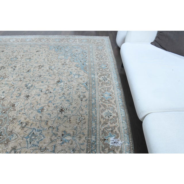 Textile 1970s Vintage Persian Handmade Wool Cotton Brow Area Rug For Sale - Image 7 of 11