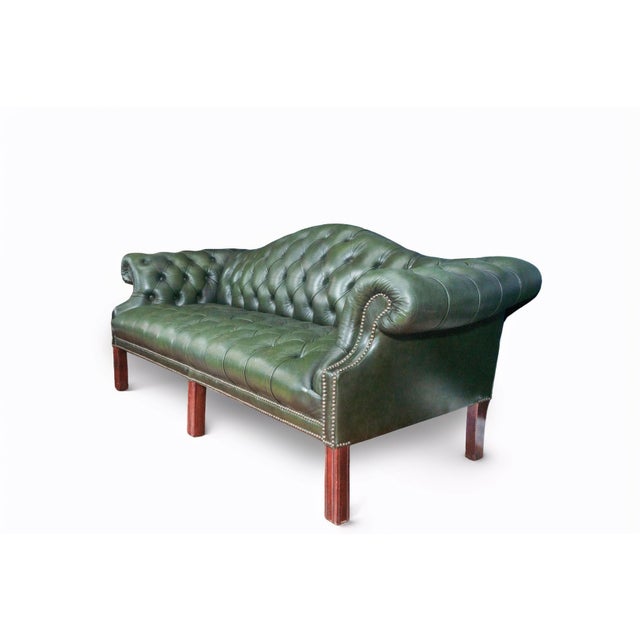 Late 20th Century Chesterfield Sofa and Love Seat Set in Hunter Green For Sale - Image 4 of 13