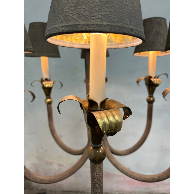 Late 20th Century Vintage Palm Frond Chandelier Iron and Brass For Sale - Image 5 of 8