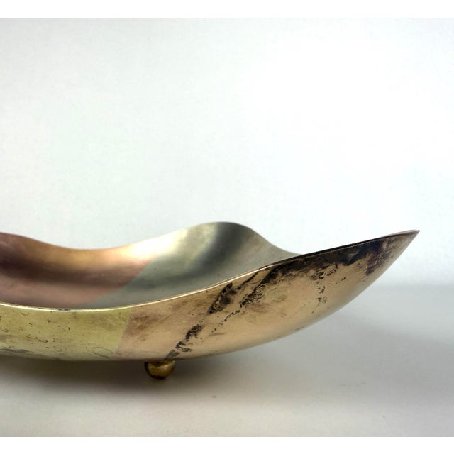 1970s 1970s Mid Century Modern E. Cabello Mexican Mixed Metal Footed Dish For Sale - Image 5 of 8