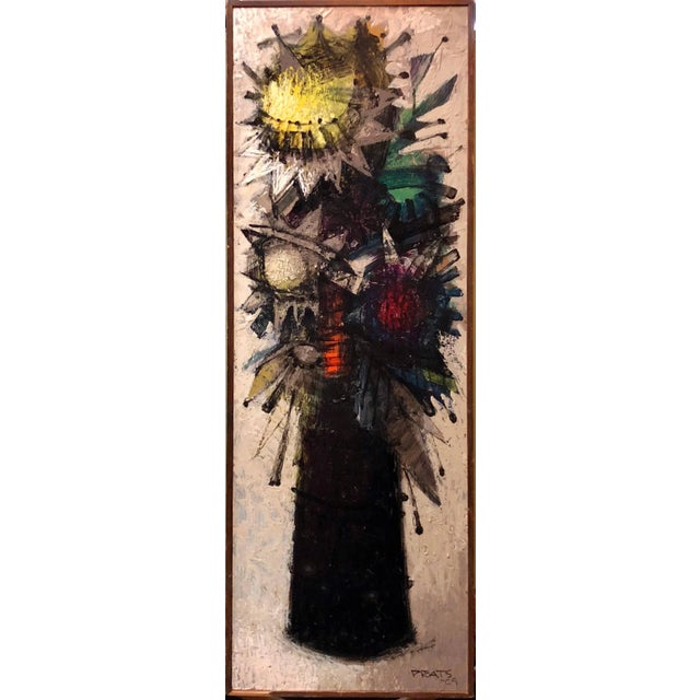 Ramon Prats, Abstract Expressionist Latin American Oil Painting Flowers, 1969 For Sale - Image 4 of 4