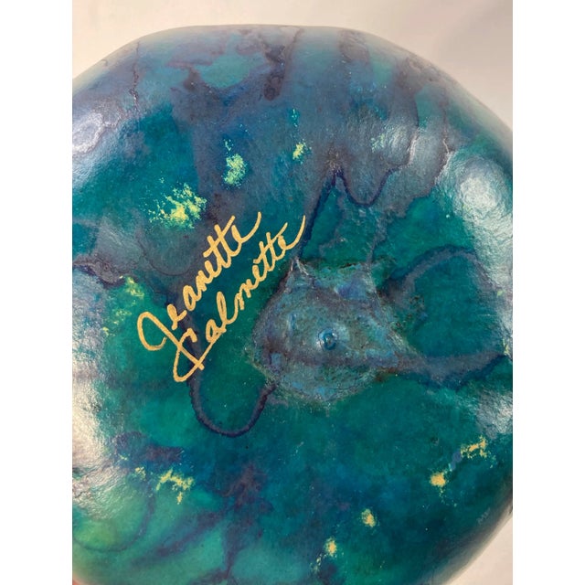 Green Vintage Handmade Painted Gourd Bowl For Sale - Image 8 of 9