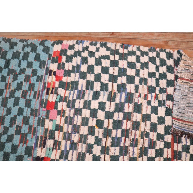 Textile Vintage Zabihi Collection Moroccan Checkerboard Runner - 3'2" x 7'6" For Sale - Image 7 of 8