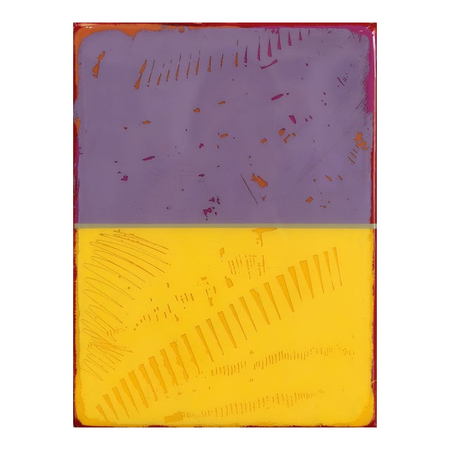 The Window 354 - Modern Shiny Resin Minimalist Purple & Yellow Two Tone Original Artwork by Ricky Hunt For Sale