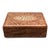 Vintage Indian Sheesham Wood Hand Carved Floral Bone Inlay Jewelry Keepsake Box 1970s For Sale