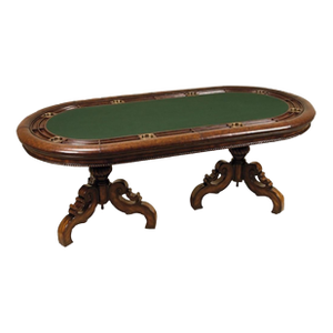 8 Person Leather and Felt Topped Poker Table With Walnut & Leather Cover by Maitland Smith
