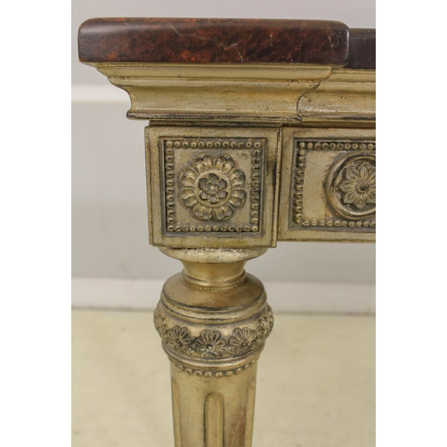 Stone Regency Style Silver Gilt Faux Marble Top Console Table For Sale - Image 7 of 13