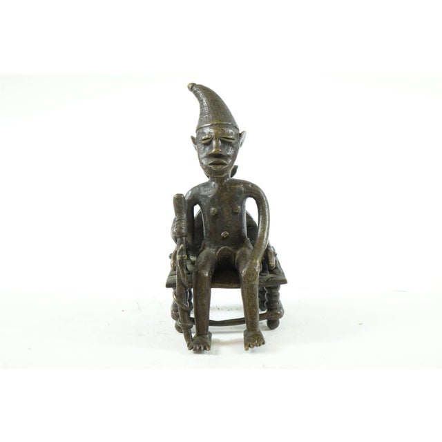 Antique Bronze African Figurines. Man and chair are 2 separate figurines (see photographs)