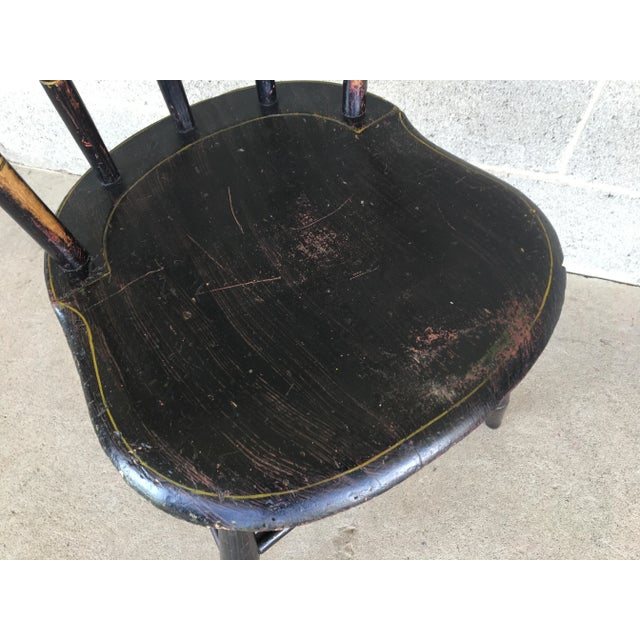 Wood Antique Primitive Early 1800's Arrow Back Paint Decorated Side Chairs - Set of 4 For Sale - Image 7 of 10