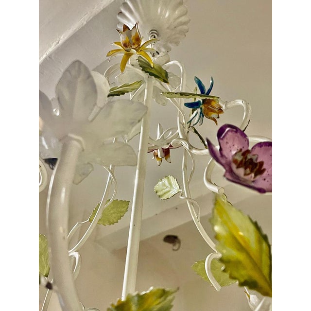 Italian Floral Chandelier in Hand Paint Metal, 1960s For Sale - Image 10 of 12