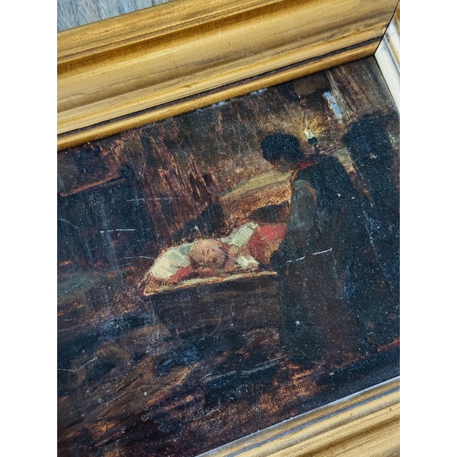 19th Century Original Antique Austrian Oil Painting, Mother & Child For Sale - Image 4 of 6