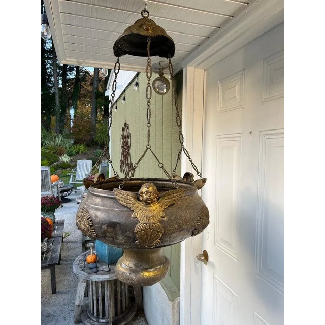 Victorian Antique Religious Thurible Censor/ Font/ Planter or Chandelier For Sale - Image 3 of 12