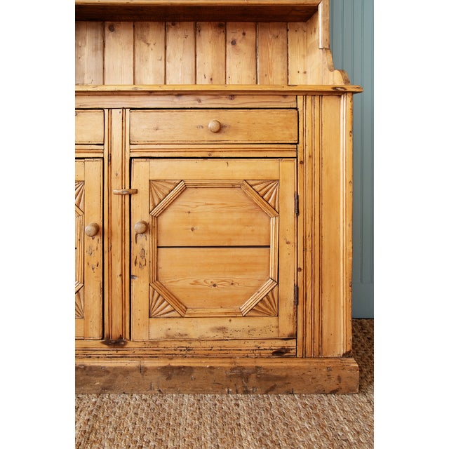 1885 Irish Pine Kitchen Dresser With Heart Motif & Pierced Plate Rack For Sale - Image 4 of 5