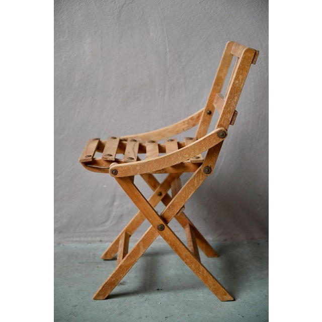 1950s Vintage Bohemian Folding Wooden Children's Chair, 1950s For Sale - Image 5 of 9