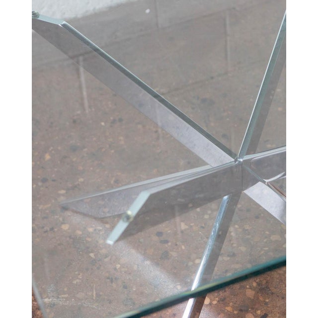 Metal Leon Rosen for Pace Double-X Chrome and Glass Table For Sale - Image 7 of 8